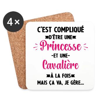 Compliqué d'être une princesse et une cavalière - Dessous de verre (lot de 4) - blanc - Devant