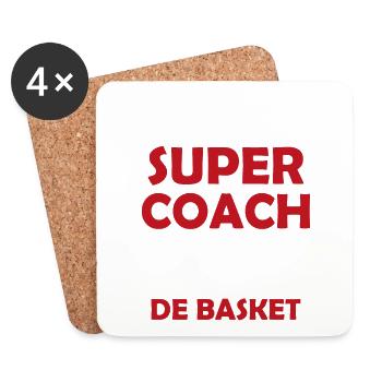 Je Suis Le Super Coach D'une Dream Team De Basket - Dessous de verre (lot de 4) - blanc - Devant