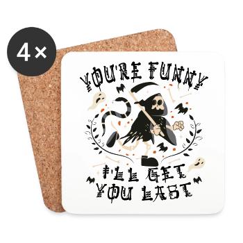 Funny Grim Reaper Skeleton Halloween Costume - Coasters (set of 4) - white - Front