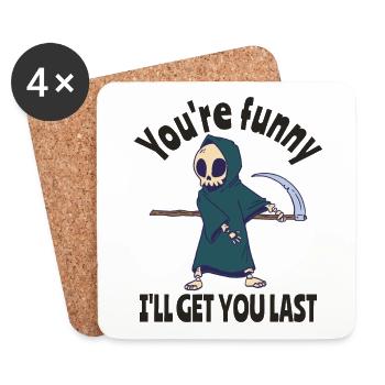 Funny Grim Reaper Skeleton Halloween Costume - Coasters (set of 4) - white - Front