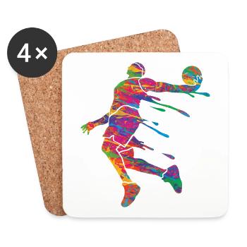 Basketball Player Colorful Paint Slam Dunk Sports - Coasters (set of 4) - white - Front