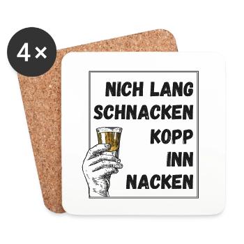 Nich lang schnacken - Kopp inn Nacken - Untersetzer (4er-Set) - Weiß - Vorne
