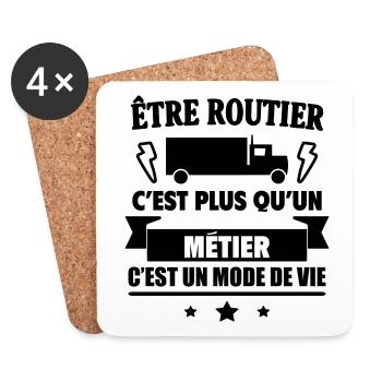 Routier un mode vie chauffeur routier Humour - Dessous de verre (lot de 4) - blanc - Devant