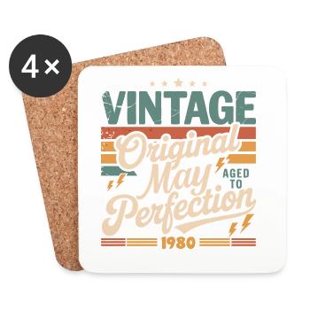 Vintage Mai 1980 – Perfektion seit 46 Jahren - Untersetzer (4er-Set) - Weiß - Vorne