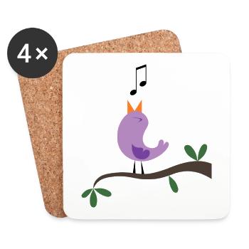 oiseau - Dessous de verre (lot de 4) - blanc - Devant