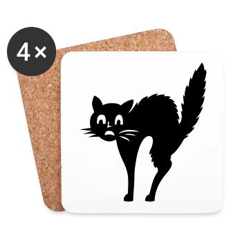 Cat fear - Coasters (set of 4) - white - Front