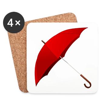 Red umbrella stretched. Gift - Coasters (set of 4) - white - Front