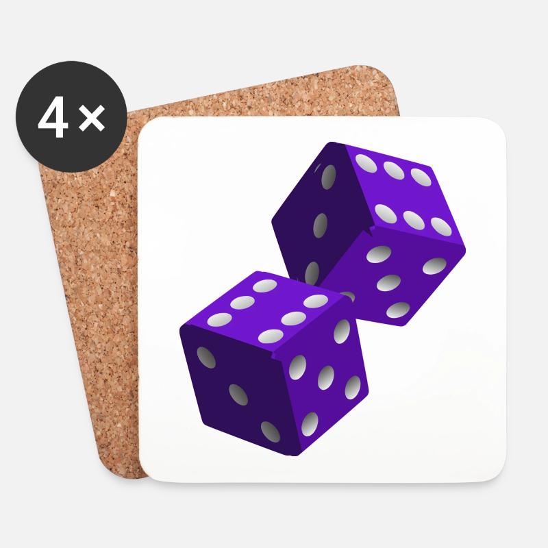 Cube purple with white numbers - Coasters (set of 4) - white