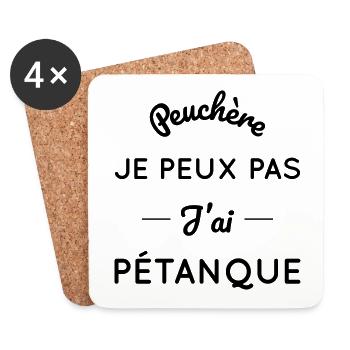 Je peux pas j'ai pétanque - Dessous de verre (lot de 4) - blanc - Devant