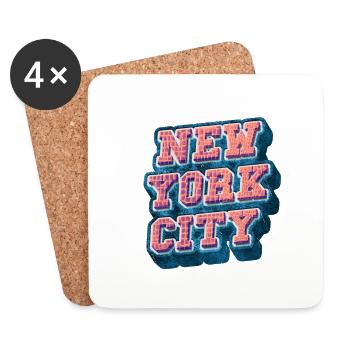 New York City NYC États-Unis America City Font - Dessous de verre (lot de 4) - blanc - Devant