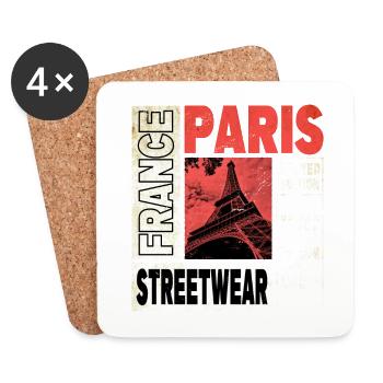 Paris France City Skyline Tour Eiffel - Dessous de verre (lot de 4) - blanc - Devant