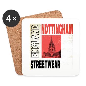 Nottingham England UK City Skyline Home Love - Coasters (set of 4) - white - Front