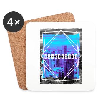 Manchester England UK City Skyline Home Love - Coasters (set of 4) - white - Front