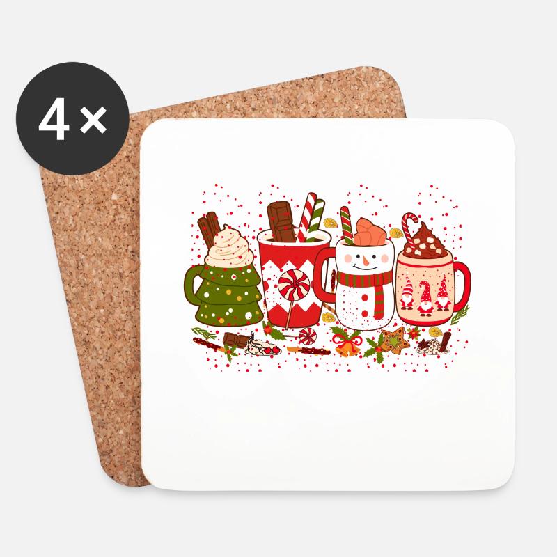 Weihnachtskaffee, Weihnachtsfeier, Weihnachtsstimmung - Untersetzer (4er-Set) - Weiß