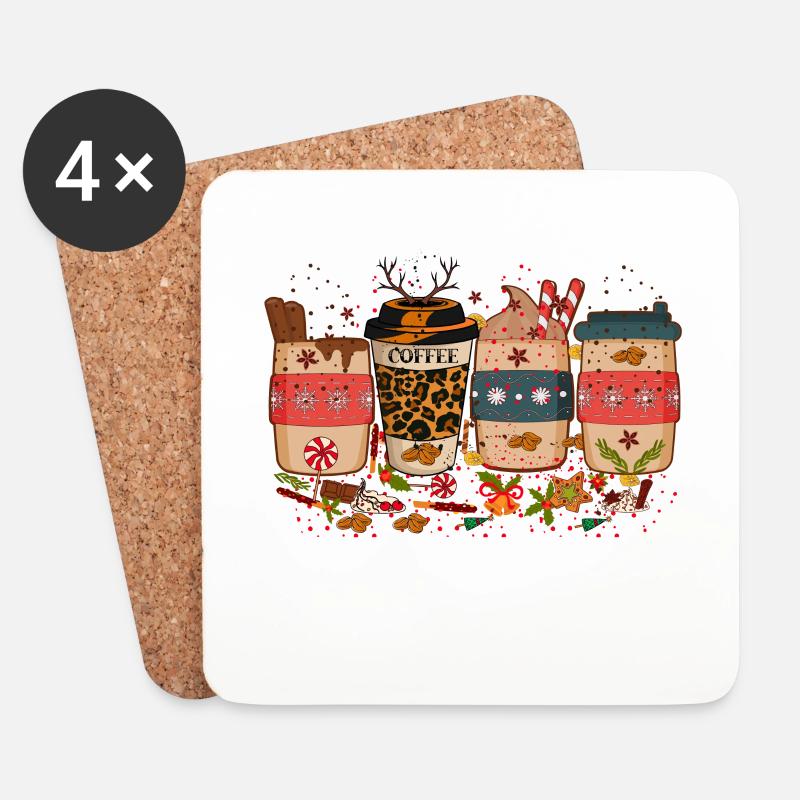 Weihnachtskaffee, Weihnachtsfeier, Weihnachtsstimmung - Untersetzer (4er-Set) - Weiß