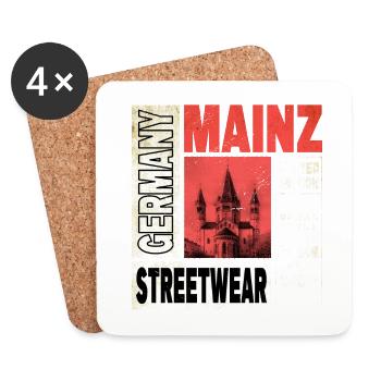 Mainz Deutschland Stadt Skyline Heimat Liebe - Untersetzer (4er-Set) - Weiß - Vorne