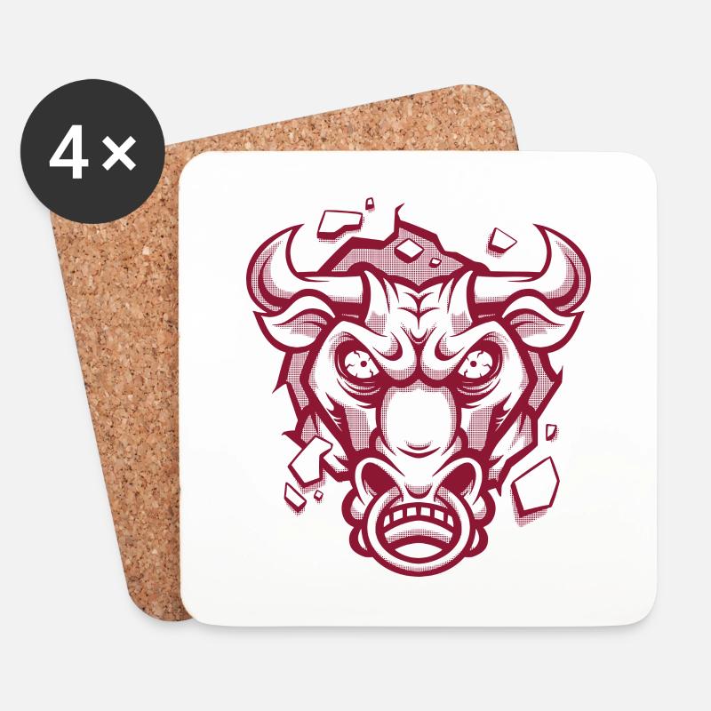 Stier Stierkopf Bulle Stark Wild Kraft Tier - Untersetzer (4er-Set) - Weiß