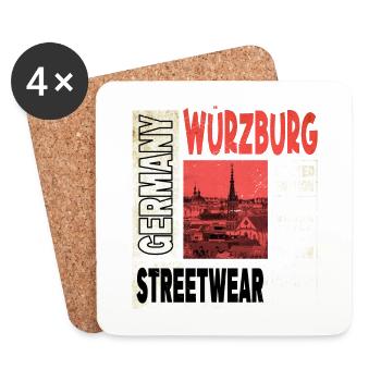 Würzburg Allemagne Ville Skyline Accueil Amour - Dessous de verre (lot de 4) - blanc - Devant