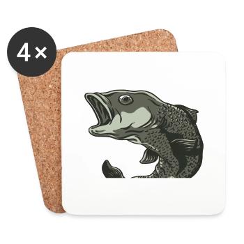 Angeln Angler Angel Fisch Karpfen Spruch Hobby - Untersetzer (4er-Set) - Weiß - Vorne