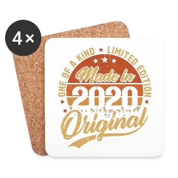 2020 Vintage Né Rétro Vintage Cadeau Anniversaire - Dessous de verre (lot de 4) - blanc - Devant