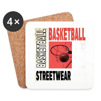 Basketball Basketballer Korb Dunking Vintage Retro - Untersetzer (4er-Set) - Weiß - Vorne