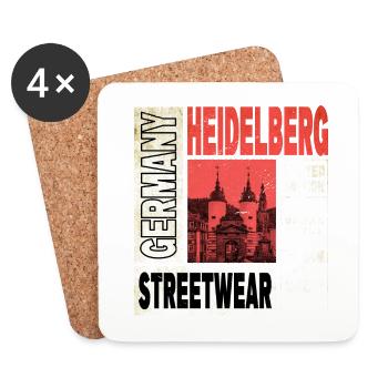 Heidelberg Allemagne Ville Skyline Home Love - Dessous de verre (lot de 4) - blanc - Devant