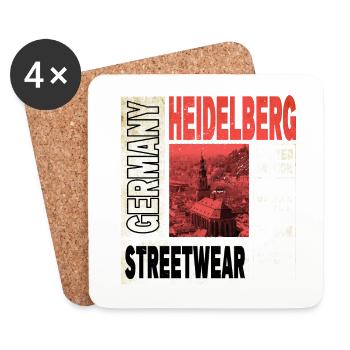 Heidelberg Allemagne Ville Skyline Home Love - Dessous de verre (lot de 4) - blanc - Devant