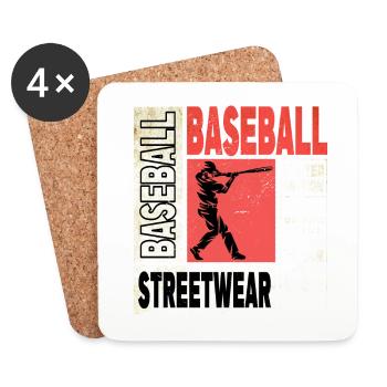 Baseball Baseball Player USA Sport Vintage Retro - Dessous de verre (lot de 4) - blanc - Devant