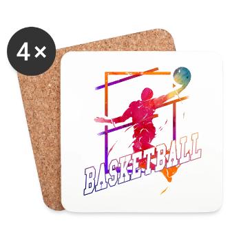 Basketteur Joueur de Basket-Ball Vintage Coloré - Dessous de verre (lot de 4) - blanc - Devant