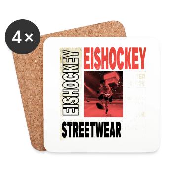 Joueur de hockey sur glace Sport Fan Team Vintage Retro - Dessous de verre (lot de 4) - blanc - Devant