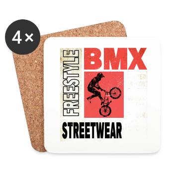 BMX Bike Biker Stunt Trick Freestyle Vintage - Dessous de verre (lot de 4) - blanc - Devant