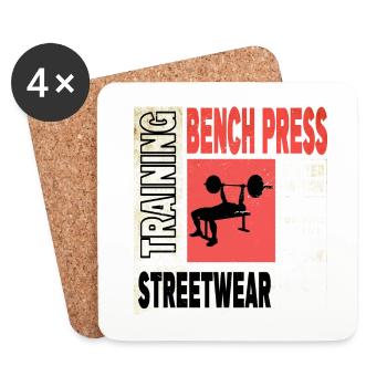 bench press, weightlifting, weight training, fitness, strong - Coasters (set of 4) - white - Front