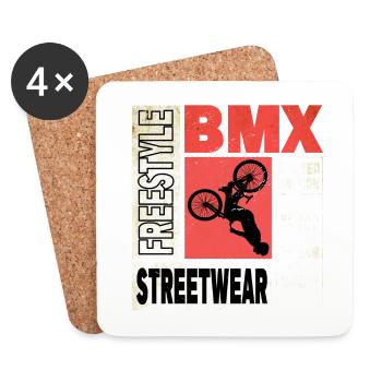 BMX Bike Biker Stunt Trick Freestyle Vintage - Dessous de verre (lot de 4) - blanc - Devant