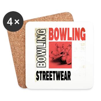Bowling Bowling Bowling Ball Quilles Joueurs de bowling - Dessous de verre (lot de 4) - blanc - Devant