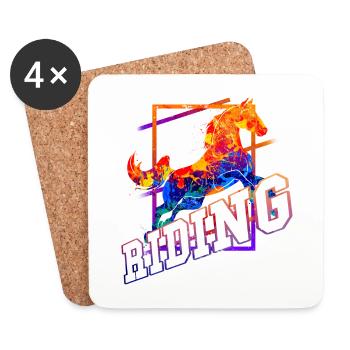 Riding Rider Horse Jumping Sport Colorful Vintage - Coasters (set of 4) - white - Front