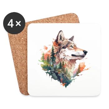 Wolf - Untersetzer (4er-Set) - Weiß - Vorne
