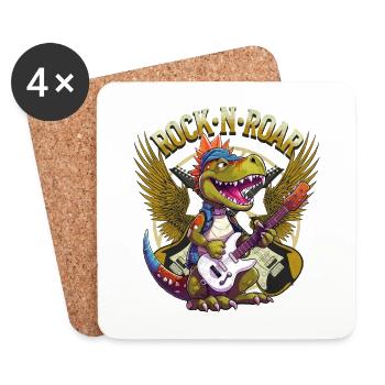 Dino Guitare Electrique Guitariste Dinosaur Music Band - Dessous de verre (lot de 4) - blanc - Devant