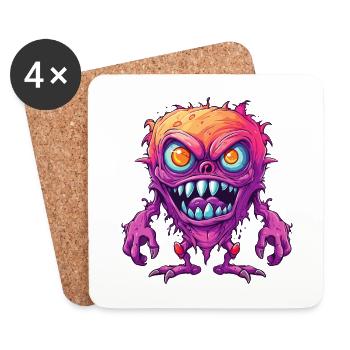 Halloween Monster Zombie Effrayant Costume d’horreur - Dessous de verre (lot de 4) - blanc - Devant