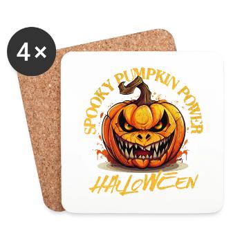 Halloween Pumpkin Head Spooky Spooky Costume - Coasters (set of 4) - white - Front
