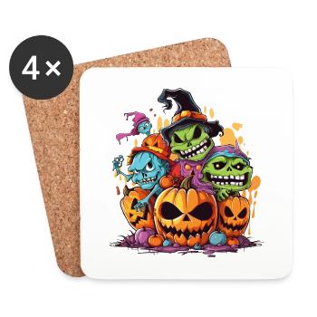 Halloween Monster Zombie Gruselig Horror Kostüm - Untersetzer (4er-Set) - Weiß - Vorne