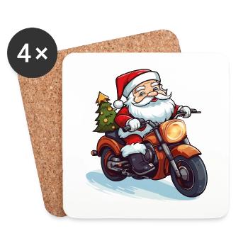 Père Noël Lunettes de soleil moto Noël - Dessous de verre (lot de 4) - blanc - Devant