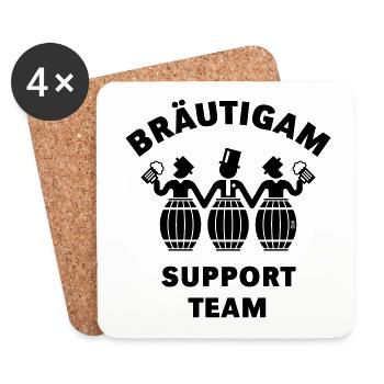 Bräutigam Support Team (JGA / Bierfässer / B) - Untersetzer (4er-Set) - Weiß - Vorne