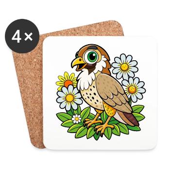Ein sanfter Falke - Untersetzer (4er-Set) - Weiß - Vorne