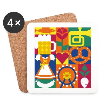 Bavaria Volksfest Graphic / Illustration - Coasters (set of 4) - white - Front