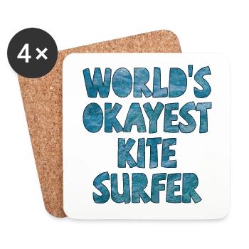 world's okayest kite surfer dunkelblau - Untersetzer (4er-Set) - Weiß - Vorne