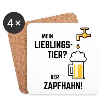 Mein Lieblingstier? Der Zapfhahn! (Bier / 2C) - Untersetzer (4er-Set) - Weiß - Vorne