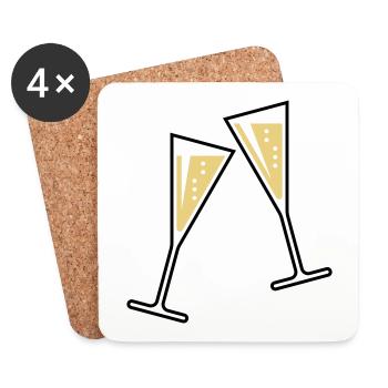 2 Glasses Of Sparkling Wine (Funnel / Closed / 2C) - Coasters (set of 4) - white - Front