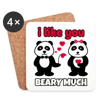 i like you beary much,valentine's day - Coasters (set of 4) - white - Front