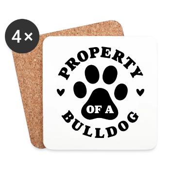 Eigentum einer Bulldogge - Untersetzer (4er-Set) - Weiß - Vorne