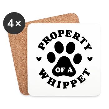 Property of a Whippet - Coasters (set of 4) - white - Front